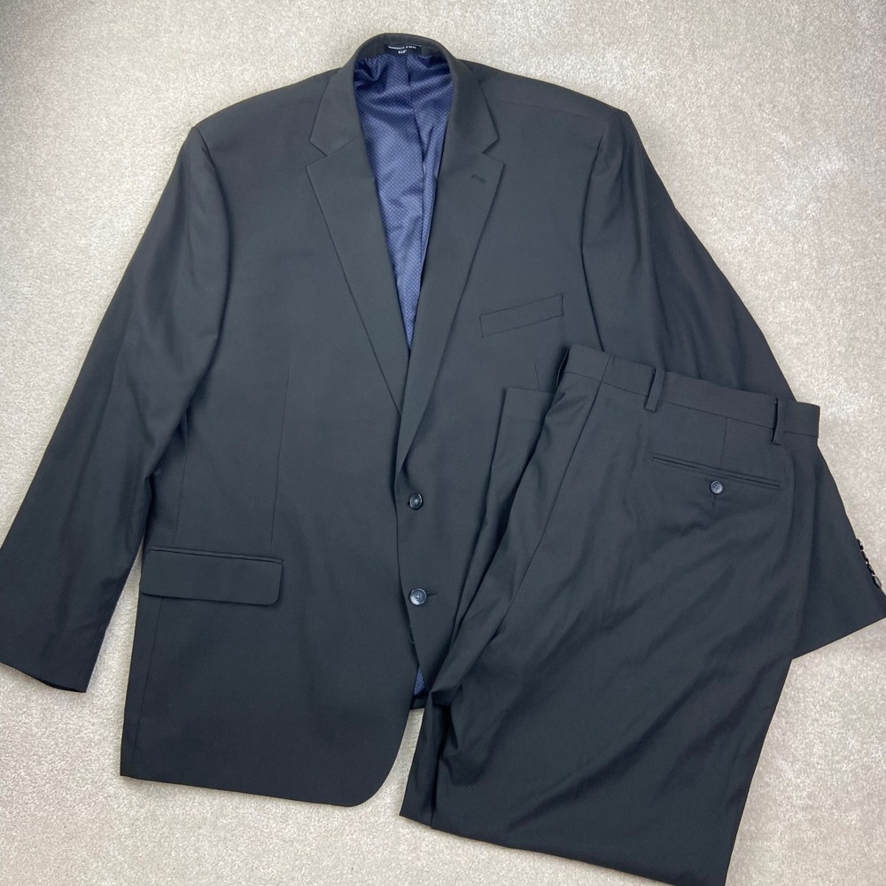 Shaquille O'Neal Suit Set Mens 54L 46x30 Black XLG Stretch Two Button Formal